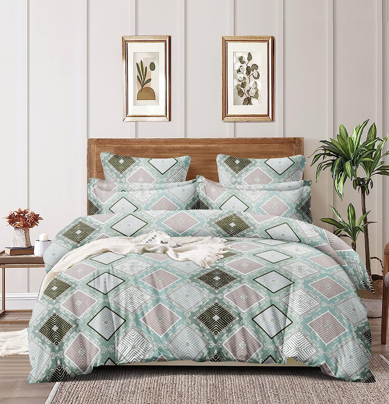 Aroma 3D Printed Polycotton Flat Double Bedsheet with Quilted Pillow cover (Size :–90 x 100 inches)